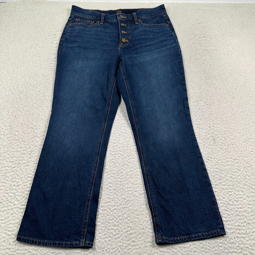 J.‎ Crew Jeans Women 29 Flare Crop Mid Rise Stretch Denim Button Fly Whiskered